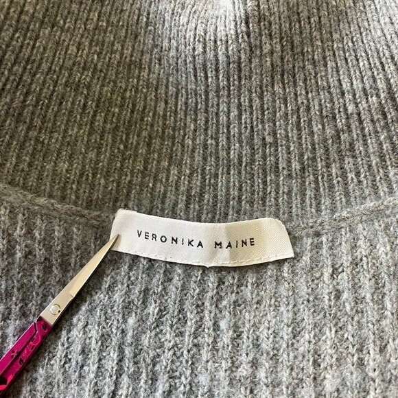 Veronika Maine | Grey Turtleneck Open Side Tie Hi-Low Sweater Vest | OS - Picture 4 of 10